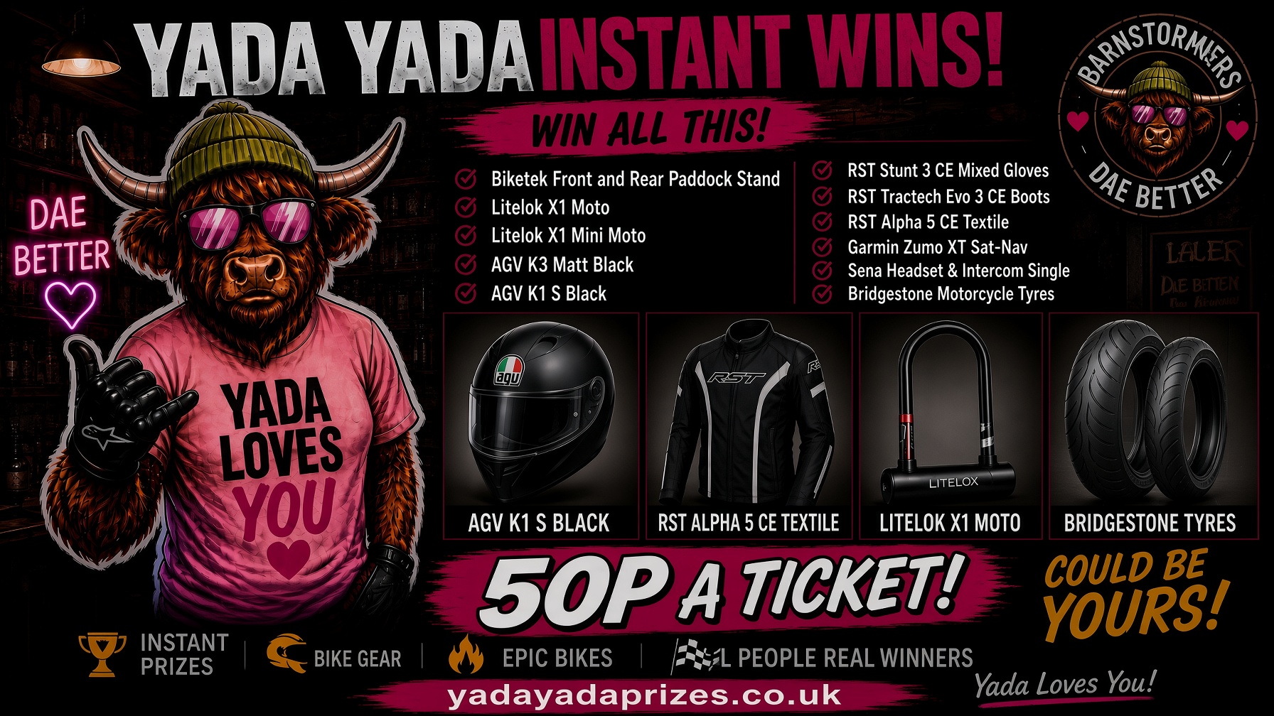 Instant Wins — Bike Kit, Hoodies & Service Pack | 50p a Ticket